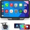 Wireless CarPlay Screen for Car, 7" HD Portable Stereo Touchscreen with Apple CarPlay & Android Auto, CarPlay Screen with Backup Camera, Mirror Link, Bluetooth, Navigation for All Vehicle