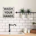 Barnyard Designs Vintage Tin Sign, Primitive Country Farmhouse Bathroom Quotes Home Decor Sign (Wash Your Hands)