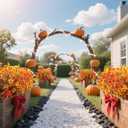 12 Bundles Artificial Flowers Outdoor Fake Fall Flowers for Outside Decoration UV Resistant Plastic Faux Plants for Garden Window Porch Balcony Fall Wedding Thanksgiving Decor(Mix) (Yellow&orange)