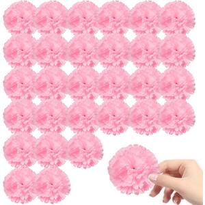 30 Pcs Pink Marigold Flower Heads,3.5 inch Silk Marigolds Stemless Artificial Flowers for Decoration, Artificial Marigolds for Home Party Wedding DIY Decor