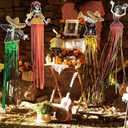 4Pack 6pcs Dia De Los Muertos Decorations, 3.3ft Day of The Dead Decor with Metallic Foil Tassels, Hanging Sugar Skull Decor Kit for Da De Los Muertos, Halloween, Ofrenda, Altar, Mexican Fiesta, Party