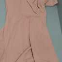Meetjen Women's V-Neck Formal Dresses 3/4 Sleeve Modest Church Fit and Flare Cocktail Dress for Wedding Guest, Size S