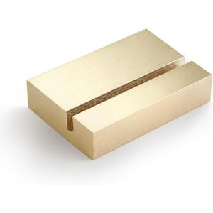 UNIQOOO 3.5" Gold Birch Wood Stand for Monthly Desk Calendar, Wooden Block Base, Cardstock Holder, For Office Home Retail Reception Decor, Photo Display, 2 Pack