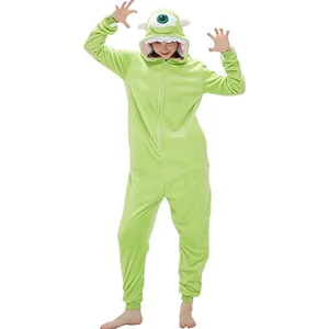 SWEETXIN Adult Unisex Michael Wazowski Onesie Pajamas Halloween Christmas Cosplay Costume Suit for Women and Men (Mike Wazowski, XX-Large)