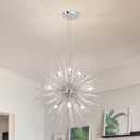 Modern Chrome Sputnik Chandeliers, 9-Light Satellite Pendant Light fixtures, Starburst Firework Ceiling Lights for Bedroom Living Room Dining Room Kitchen Island Hallway, E12 Socket(Dia:19.7'')