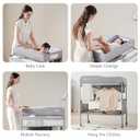 Sweeby Portable Baby Changing Table, Foldable Diaper Changing Station with Waterproof Pad, Mobile Nursery Organizer for Infant & Newborn Essentials, Grey