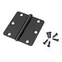 KNOBWELL 12 Pack Matte Black Door Hinges No Squeak, 3.5" X 3.5" Interior Door Hinges with 1/4" Radius in Black