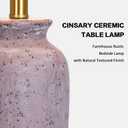 Cinsary 24.5"Farmhouse Jar Ceramic Table Lamps Set of 2, Vintage Rustic Bedside Nightstand Lamps with 2 LED Bulbs, Purple Farmhouse Table Lamps for Living Room End Table Bedroom Country Cottage Decor