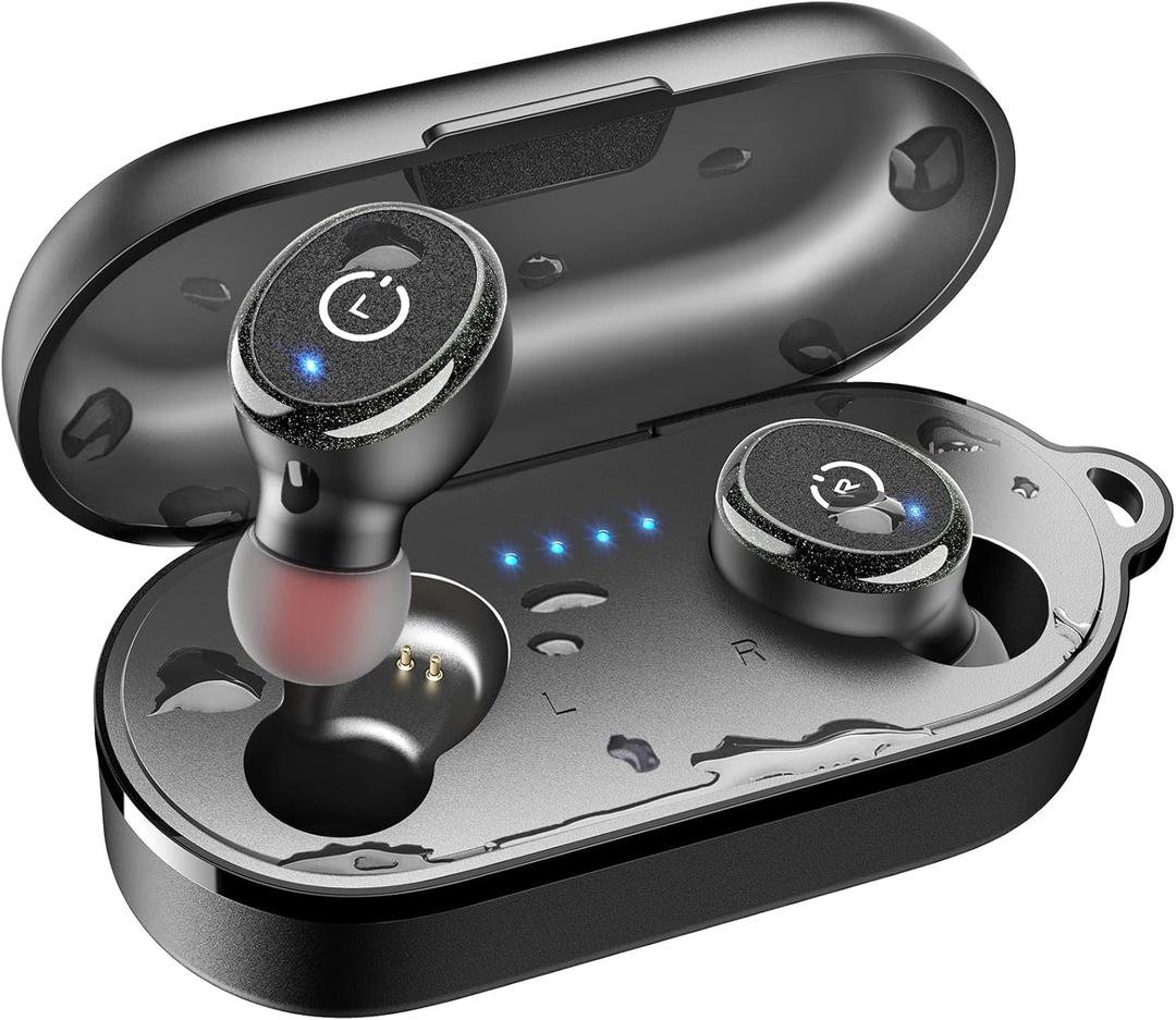 TOZO T10 True Wireless Bluetooth 5.3 Earbuds, 45H Playtime, Wireless Charging Case, IPX8 Waterproof Stereo Headphones in Ear Built in Mic Headset Premium Sound with Deep Bass, 32 Preset EQs via APP (Black)