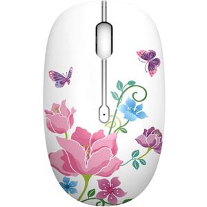 TENMOS M101 Wireless Mouse Cute Silent Computer Mice with USB Receiver, 2.4G Optical Wireless Travel Mouse 1600 DPI for Laptop, Notebook, PC, Computer (Butterfly)