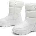 Womens Winter Boots Snow Boots For Women Black Mid Calf Platform Boots Warm Fur Fashion Slip On Boots (9, White)