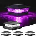 VOLISUN Solar Post Cap Light 4Pack Black: RGB Color Changing - Fence Post Lights Solar Outdoor Waterproof for 4x4 x5 x6 WoodenVinyl Post