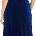 R&M Richards Women's Elegant Velvet Cold Shoulder Gown | Stretch Formal Dress W/Cap Sleeves Rhinestone Trim & Side Slit, Size 18W