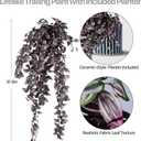 2 Pack Artificial Hanging Tradescantia Plants with Ceramic Pot Large Purple Cascading Faux Greenery Full Trailing Fake Vines Indoor Wall Shelf Decor for Bathroom Patio Outddor Decor (Purple-01)
