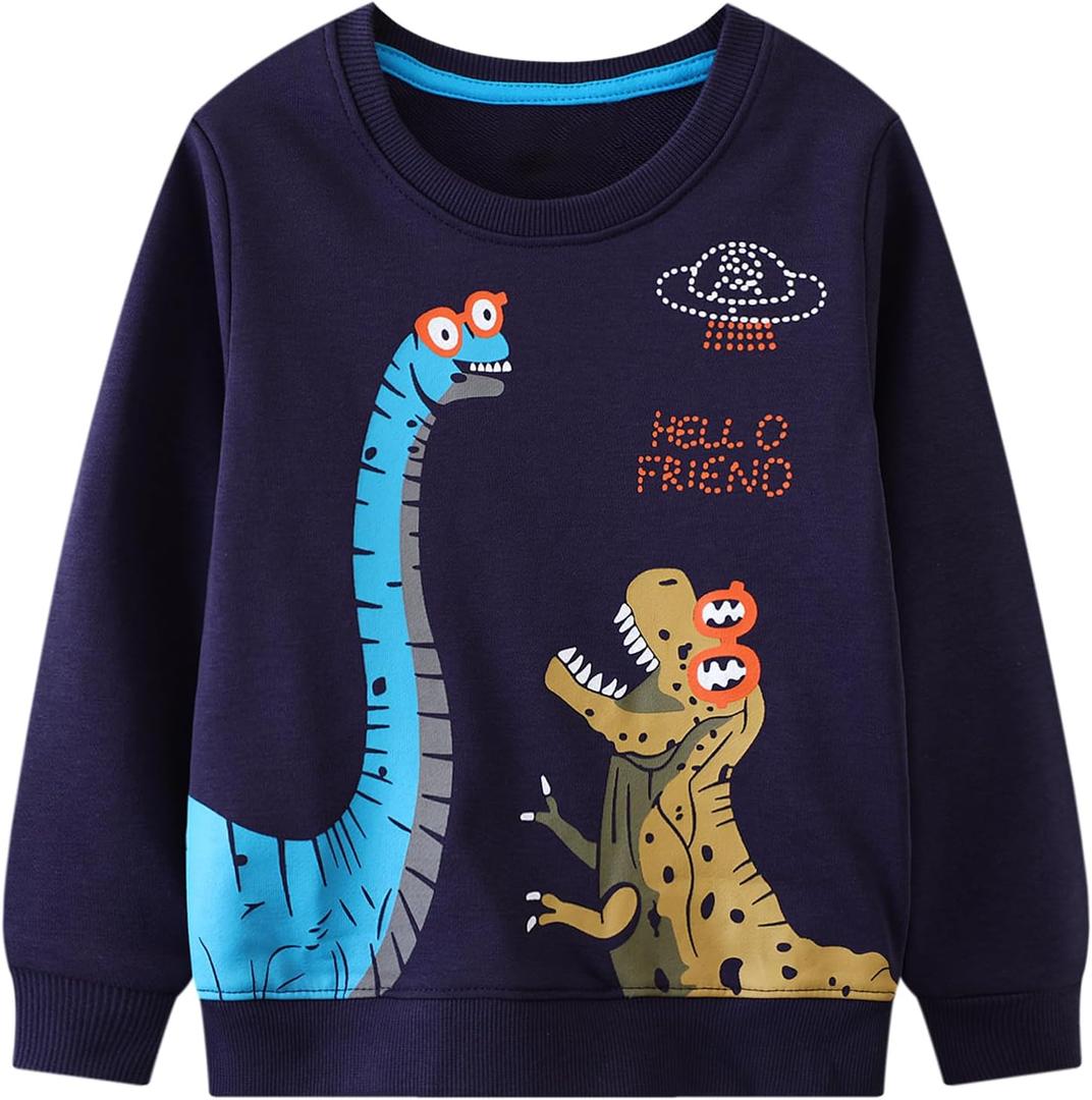 Bumeex Toddler Boy's Kids Crewneck Pullover Sweatshirts 2-7Year (Blue)