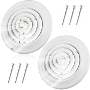 Therwen 2 Pieces 8 Inch Round Diffuser HVAC Round Ceiling Vent Cover Replacement Vent Diffuser with Screws to Install Fitting in Duct Outer Dimensions 11-15/16"