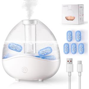 Cool Mist Humidifiers for Bedroom - 1.5L Small Quiet Ultrasonic Air Humidifier with 5 Filters Colorful Night Light for Baby Kids Plant Office Nursery Work Home Living Room Office Indoor (White)