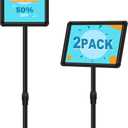2 Pack Sign Holder Stand 8.5x11 inch for Display, Height Adjustable Floor Standing Signage Stand with 360 Rotated Snap Open Frame for Malls, Schools, Advertising, Outdoor Poster Stand