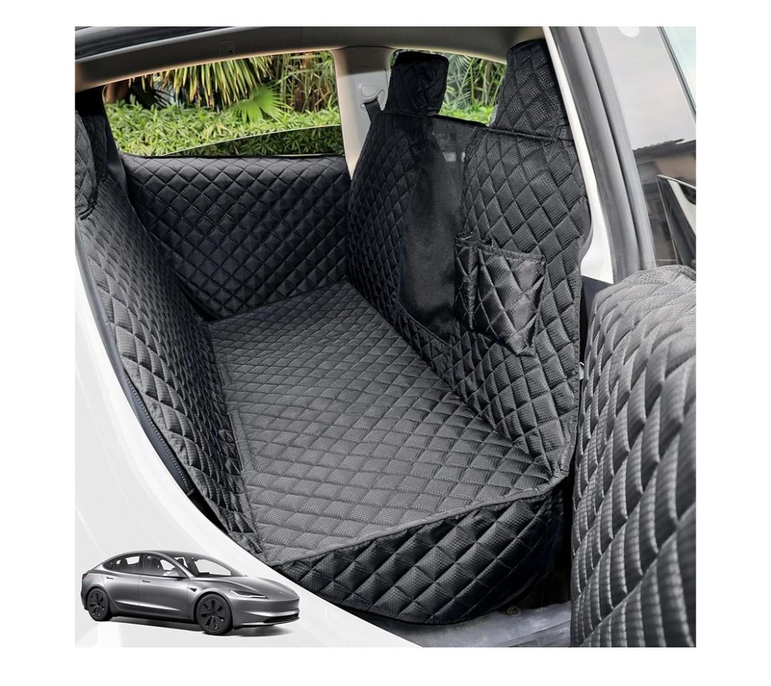 PETICON Dog Seat Covers for Tesla Model 3 & Y Back Seat with 2 Pack Door Protectors, 100% Waterproof Dog Hammock for Tesla with Mesh Window & Headrest Protection Prevents Scratches and Scuffs