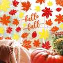 2 x Whaline 105Pcs Fall Glitter Maple Leaves Window Clings Colorful Hello Fall Window Decals Doubled-Sided Window Stickers for Autumn Thanksgiving Harvest Home School Office Party Supplies Gifts, 9 Sheets