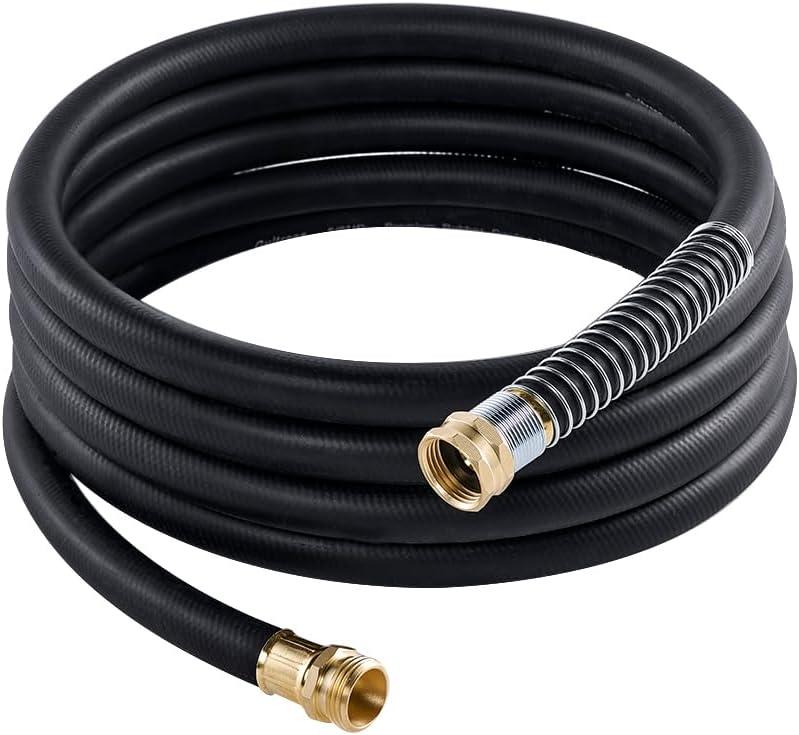 Guitrees Leader Garden Hose 15ft x 5/8", Heavy Duty Short Water Hose, Male to Female Fittings, Five Layered Braiding for Durability, 1000PSI Burst, 300PSI Working (Black)