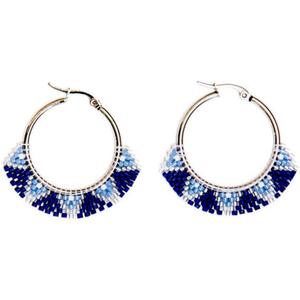 Beaded Earrings for Women Hoop – Handmade Isla Seed Bead Earrings, Indigenous Embera Pattern, Lightweight Boho Beaded Hoop Earrings, Social Impact Jewelry