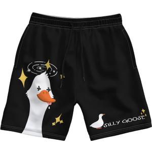 Men's Swim Trunks with Funny Print Quick Dry Swimsuits Beach Shorts with Pockets Summer Gifts (L)