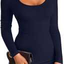 VICHYIE Women Mock Neck Ribbed Bodycon Dress Long Sleeve Mini Pencil Dresses (Medium, Z-navy Blue)