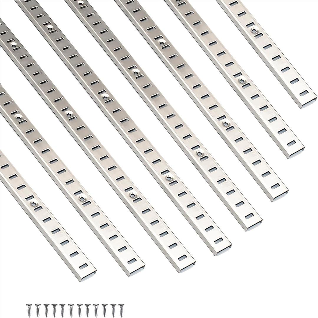 Adjustable Shelf Bracket 40 Inch 8 Pack Silver Shelf Pilaster Strips Shelf Rail Shelf Track Adjustable Wall Shelves Shelf Standards and Supports for Cabinet Closet Organization