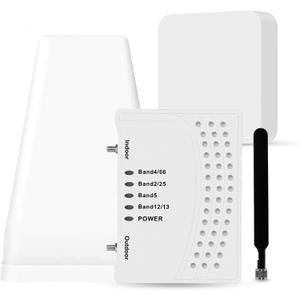 Cell Phone Booster for Home & Multi-Room, Cell Phone Signal Booster with 2 Indoor Antennas for Band 66/2/4/5/12/17/13/25,Up to 6000 Sq.Ft,Boost 4G 5G LTE Data for All U.S. Carriers, FCC Approved