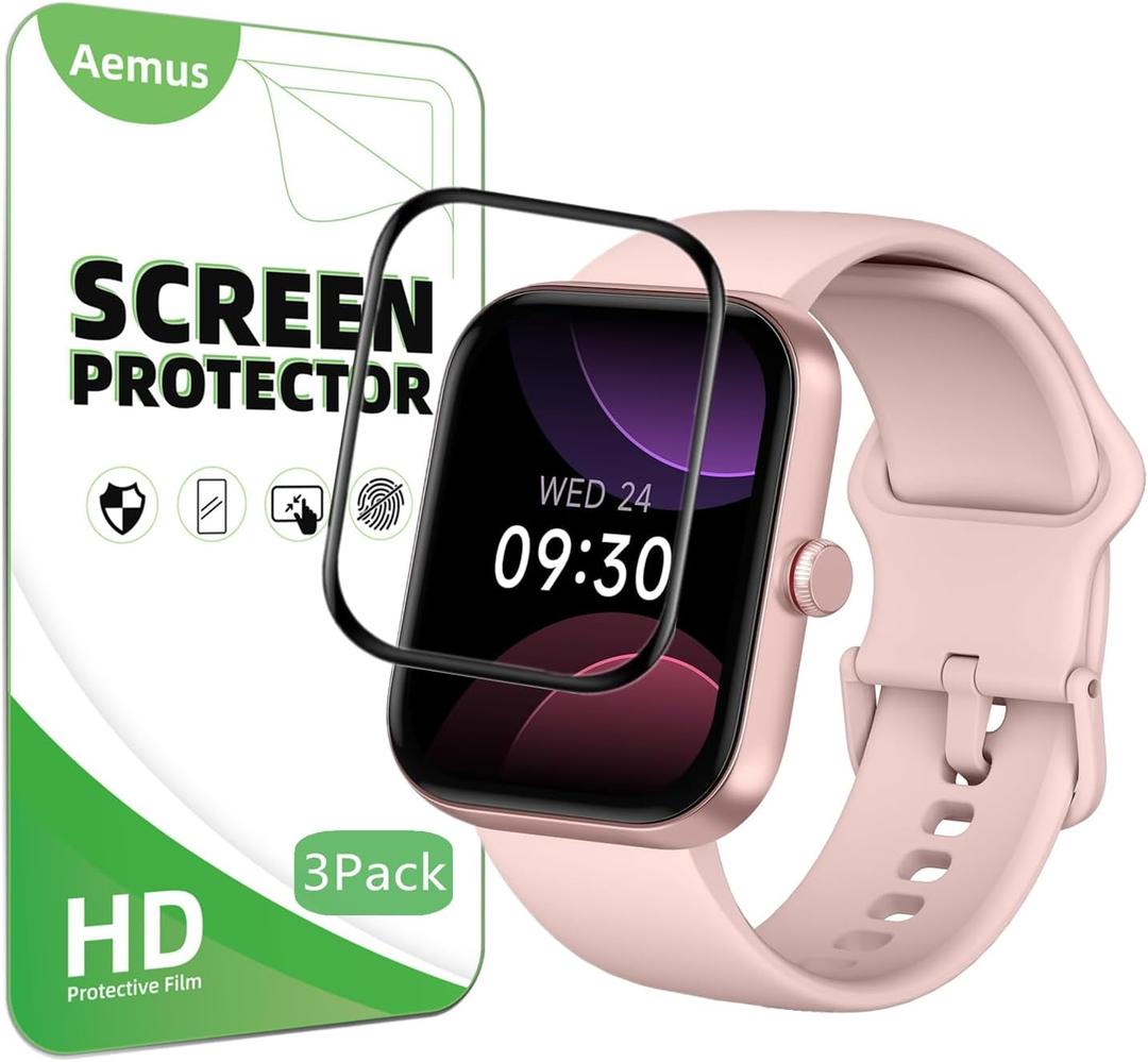 Screen Protector Compatible for Yoever Smart Watch 1.91" (3 Pack) 3D Full PMMA Compatible for KEEPONFIT, TOOBUR IDW20 Smart Watch Protective Film