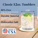 US Acrylic Classic Clear Plastic Reusable Drinking Glasses (Set of 6) 12oz Rocks Cups | BPA-Free Tumblers, Made in USA | Top-Rack Dishwasher Safe
