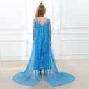 Princess Dress for Girls Halloween Cosplay Fancy Dress Princess Costume Blue Sparkly Princess Dress Up Birthday Outfit (Blue, S)
