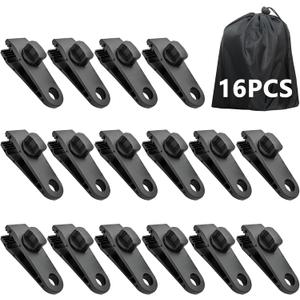 16 Pcs Tarp Clips Heavy Duty Lock Grip, Tarp Clamps, Fit for Tent Awnings Caravan Canopies Car Cover Swimming Pool Cover Fasteners Clips