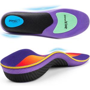 Professional Medium Arch Support Shoe Inserts, Over 230+ lbs Plantar Fasciitis Insoles for Women and Men, Flat Feet Orthotics Insert Athletic Shoe Insole (Purple, XL)