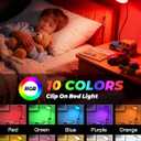 Clip on Light,10 RGB Colors&10 Brightness Clip on Lamp,500LM Bright Reading Light for Bed,Clip on Desk Lamp Reading Lamp with USB Adapte for Bed/Headboard/Bedside/Desk/Puzzle/Craft