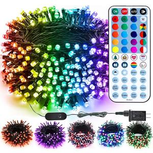 Brizled Color Changing Mardi Gras String Lights 98FT 300 LED RGB Christmas Lights Dimmable Multifunctional Christmas Light with Remote for Indoor Outdoor Halloween Xmas Tree Holiday Party Decor