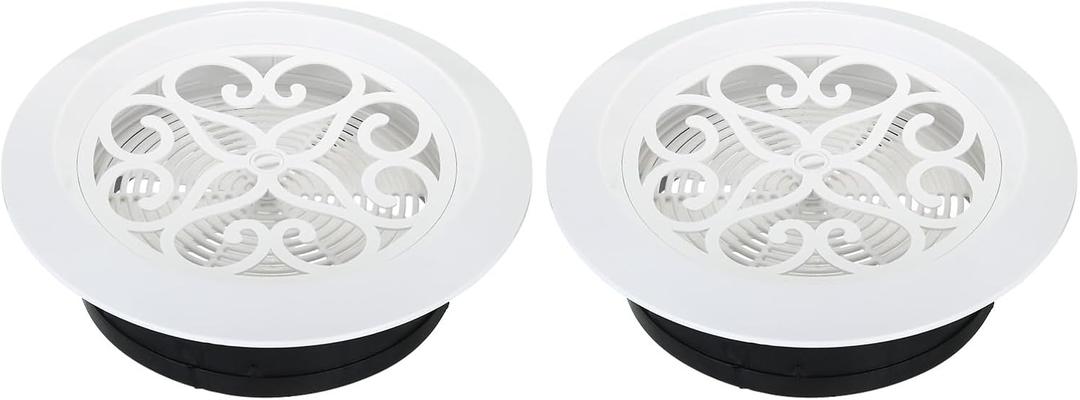 PATIKIL 8 Inch Round Air Vent, 2 Pack Adjustable Ceiling Diffuser Grill Cover ABS Louver Soffit Vent with Screen for Bathroom Kitchen Living Room, White