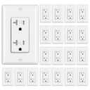 BESTTEN 20 Pack 20 Amp Decor Wall Receptacle Outlet, 20A Tamper-Resistant (TR) Electrical Outlet with Wallplate, Residential and Commercial Use, White