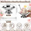 24 Pcs Stainless Steel Ice Cream Bowl Bulk Mini Silver Serving Dessert Cups Round Footed Yogurt Sundae Bowls Metal Snack Dish for Fruit Pudding Wedding Birthday Commercial Party (3.93 Inch)