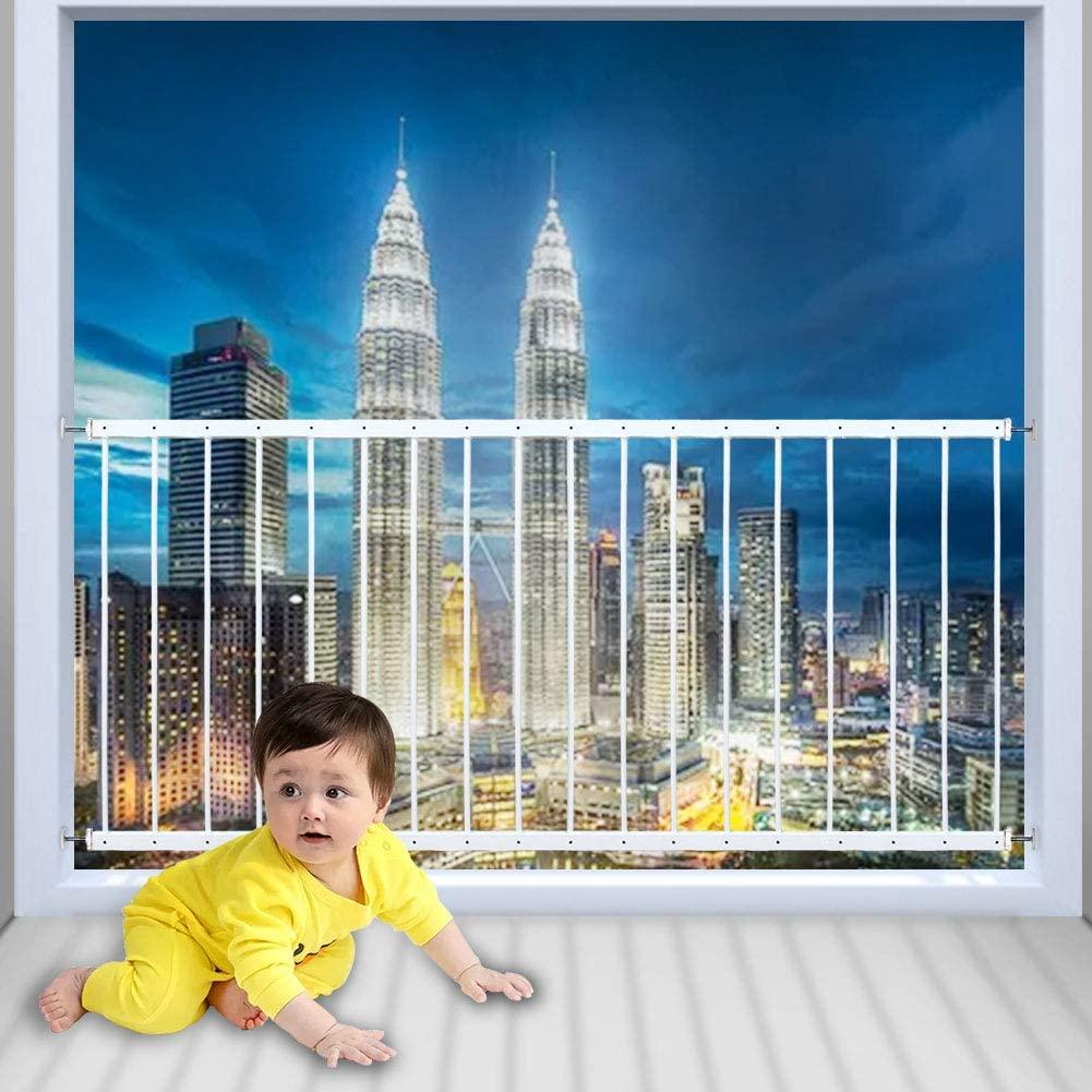 WAOWAO Window Safety Guards for Children Kids Child Toddler Pets Proof Extra Wide White Tension Security Window Guard Gate for Home Fit 86.61"-111.81" Sliding Windows (4 Piece)