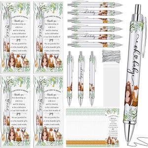 72 Sets Woodland Animals Baby Shower Favors Bulk Includes Ballpoint Pens Thank You Cards Cable Ties Woodland Baby Shower Gender Reveal for Guest Game Prizes Party Favors