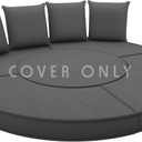 Outdoor Daybed Cushion Cover, 66" Replacement Round Bed Cushion Covers,Outdoor Waterproof and Fade-Resistant Sun Bed Out Door Cushion Cover - Patio Round Daybed Cushions Cover, Cover ONLY