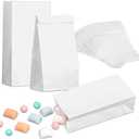 20 Pcs Small Bags, Kraft Lunch Bags 6.7 x 3.54 x 2.36 for Christmas Wedding Favor Grocery Candy Cookie Sandwich Popcorn Bread Snack(White)