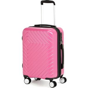 Amazon Basics 21" Hardside Carry-On Luggage with TSA Lock, Expandable, Scratch-Resistant Geometric Surface, Organized Interior, 4 Multi-directional Spinner Wheels, Pink