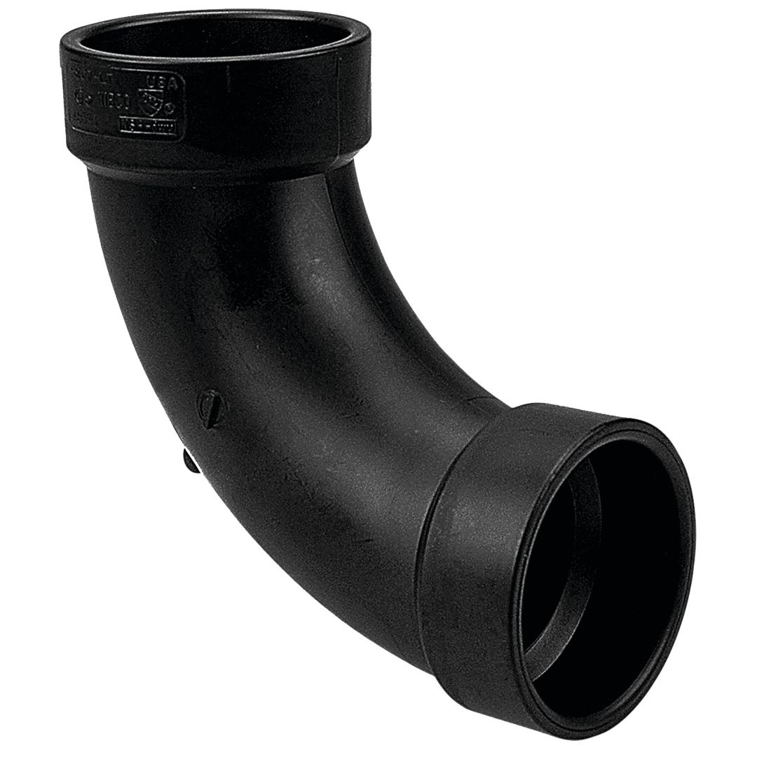 NIBCO Fig No 5807-LT, 4 in. ABS DWV Hub 90 Degree Long Turn Elbow