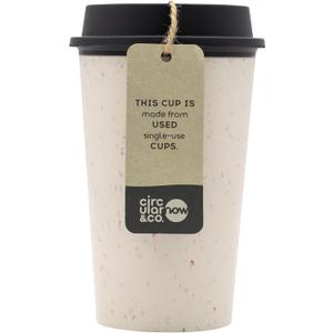 Circular Now Cup - 12oz/340ml Reusable Coffee Cup Made from Recycled Single Use Cups. (Cream & Cosmic Black)