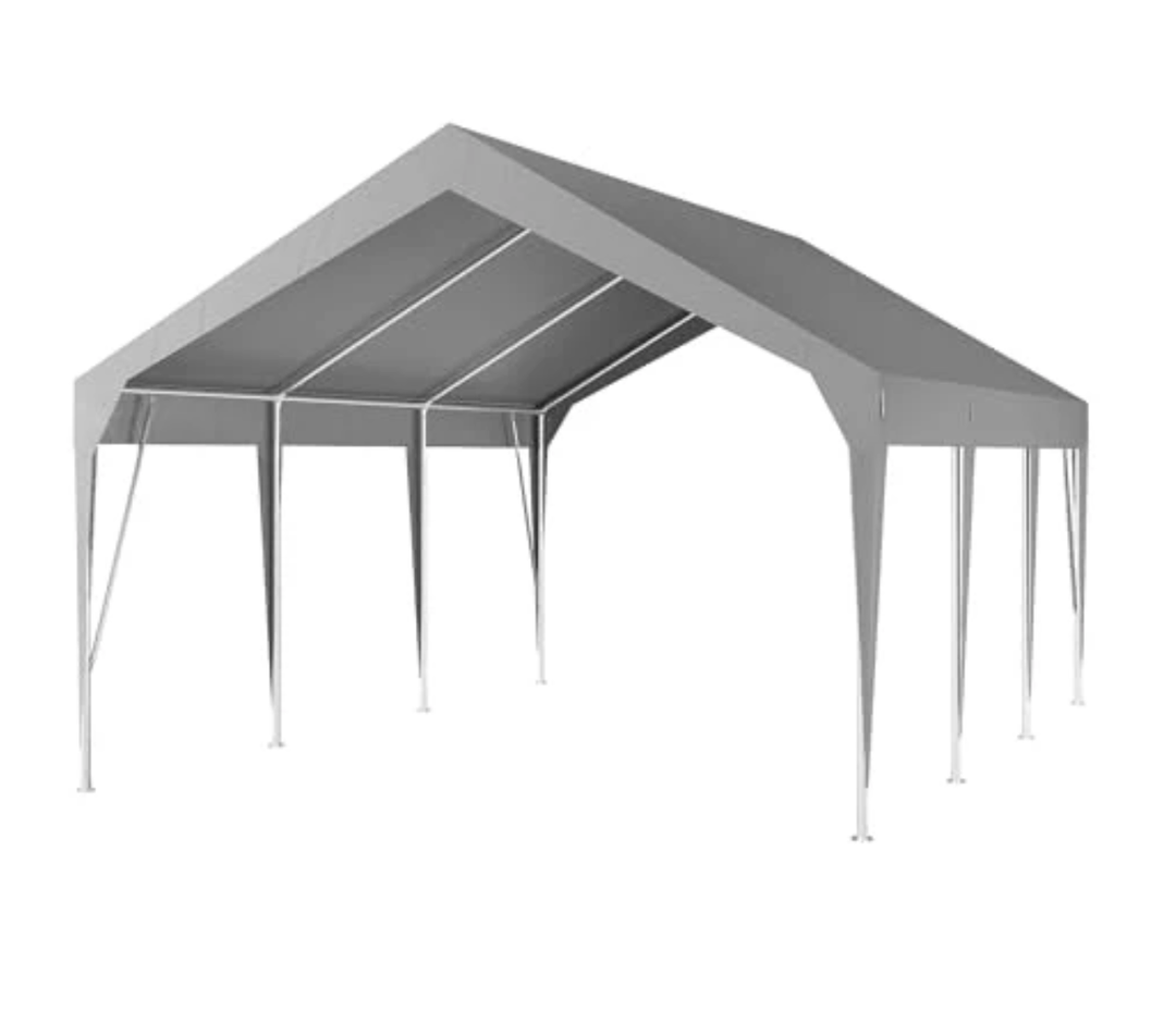 Garvee 10' X 20' Heavy Duty Carport, Portable Garage with Waterproof UV Protected Car Canopy for Cars, Boats, Storage, Grey