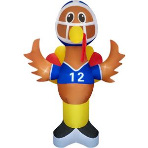 eLUUGIE 8ft Football Thanksgiving lnflatable Turkey Outdoor Decorations Blow Up Yard Turkey with Built-in LEDs for Yard/ / Garden/ Lawn Decor