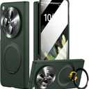 for Oneplus Open Case with 360 Magnetic Rotatable Ring Stand, Built-in Screen Protector & Hinge Protection, Thin & Slim Magnetic Stand Phone Case 5G, Green